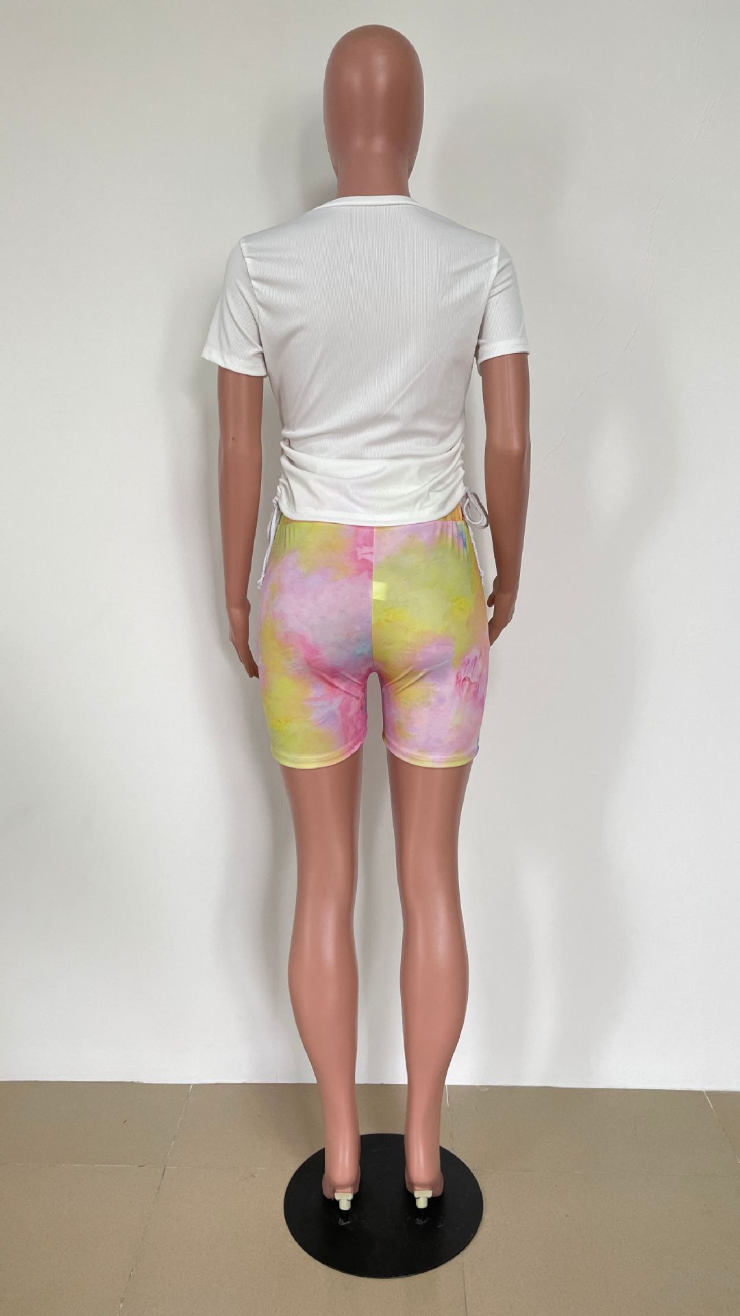 Printed Drawstring T-Shirt & Shorts Two-Piece Lounge Set