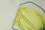 Women Color Block Backless Irregular Slash Shoulder Strapless Mini Dress