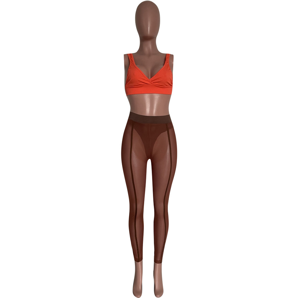 See-Through Mesh Pencil Pants for Club Wear Bottoms