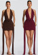 Women Spring Summer Sexy V-Neck Halter Neck Backless Bodycon Dress