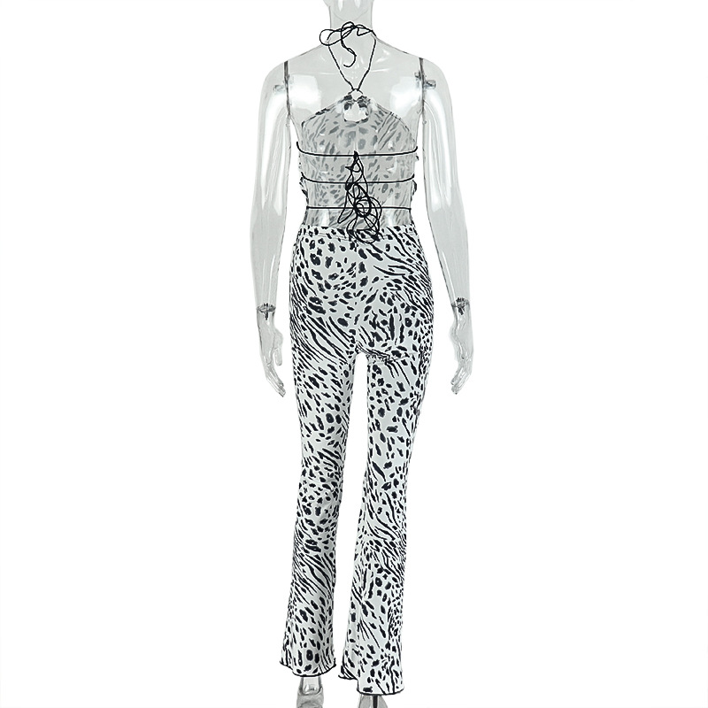 Black & White Polka Dot Backless Top & Pants Set