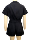 Women Color Block Striped Top and Wide-Leg Shorts Two-Piece Set