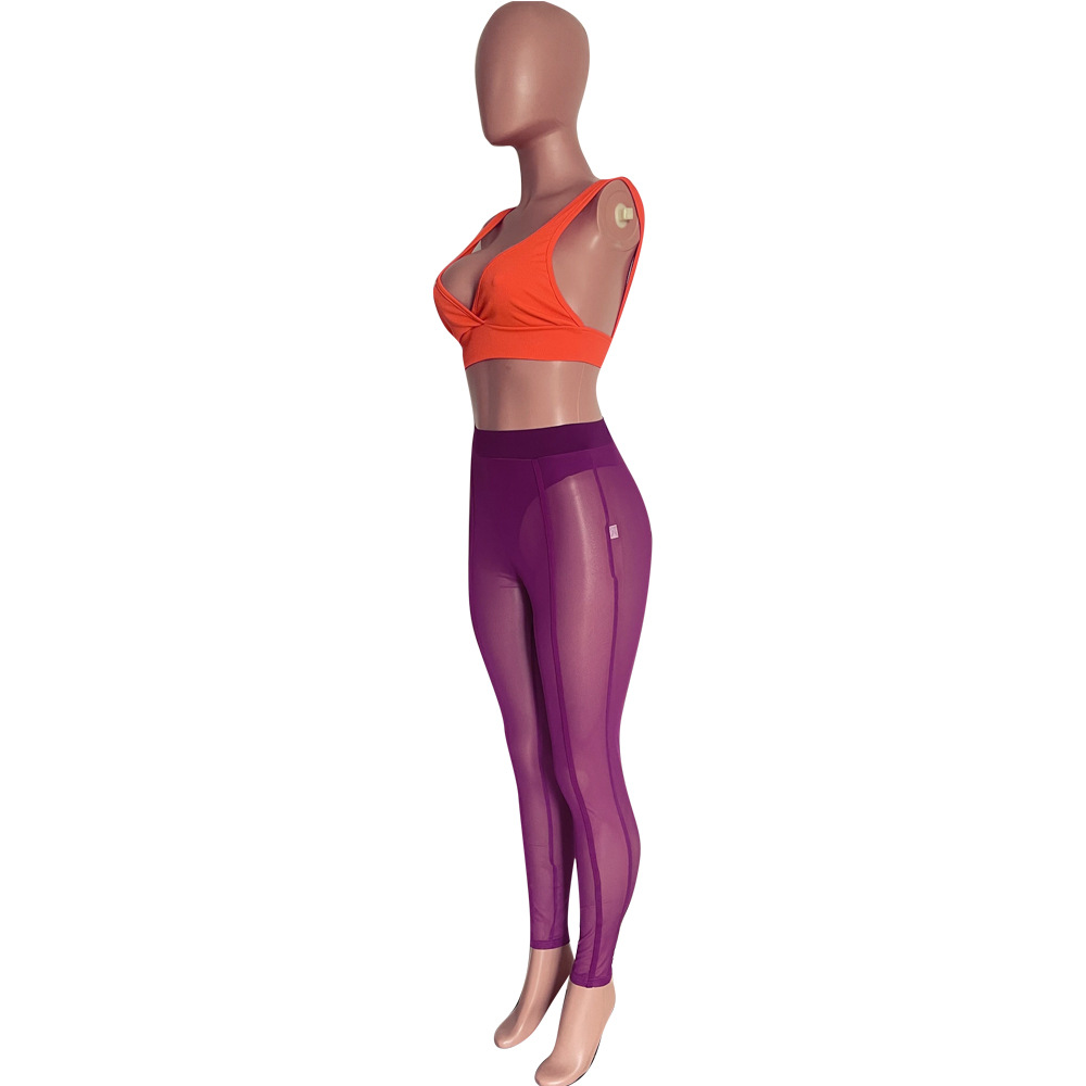 See-Through Mesh Pencil Pants for Club Wear Bottoms