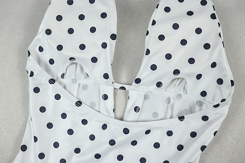 Polka Dot Print V-Neck Sleeveless Halter Dress