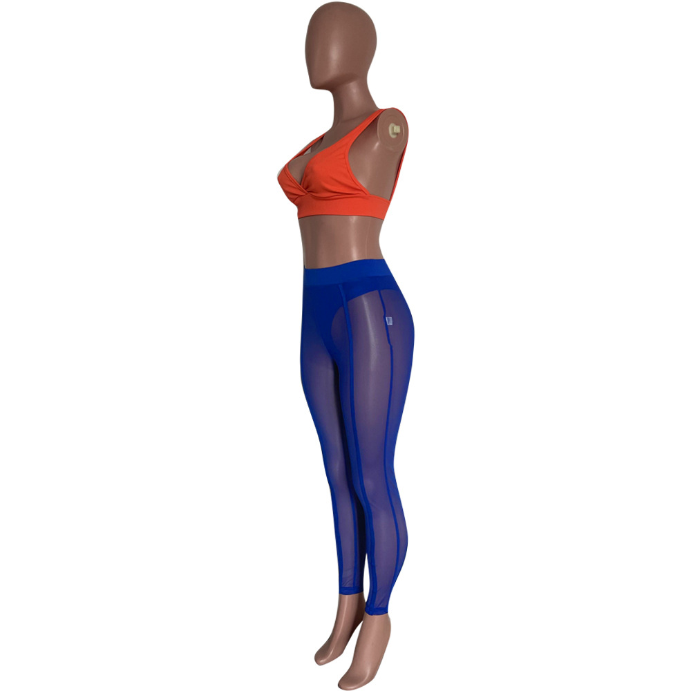 See-Through Mesh Pencil Pants for Club Wear Bottoms