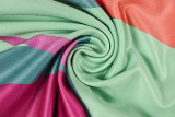 Women Color Block Print One-Shoulder Rainbow Slash Shoulder Irregular Summer Beach Bodycon Dress