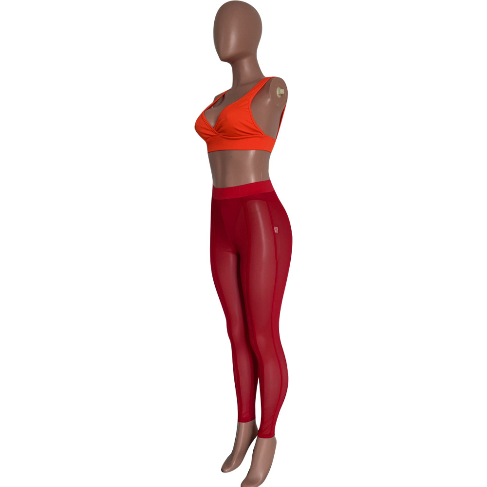 See-Through Mesh Pencil Pants for Club Wear Bottoms