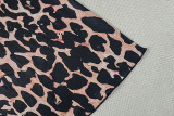 Women Elegant Slit Irregular Backless Strapless Leopard Print Braided Dress