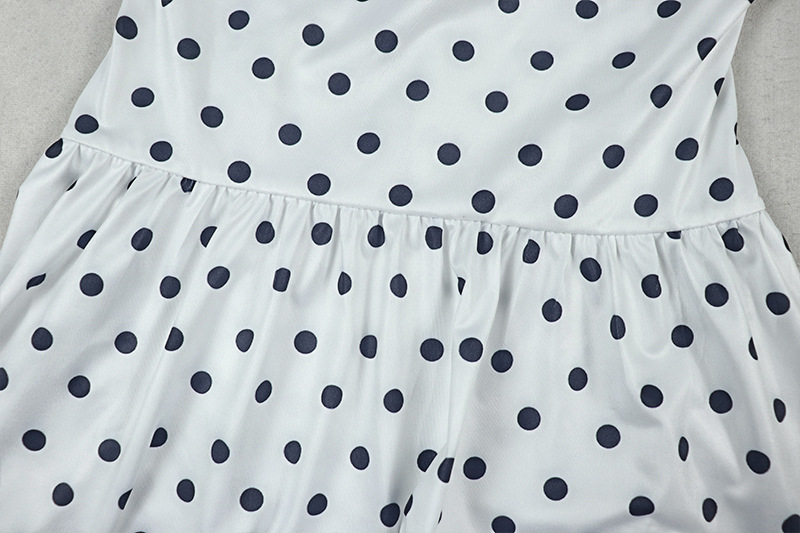 Polka Dot Print V-Neck Sleeveless Halter Dress