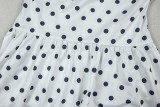 Women Polka Dot Print V-Neck Sleeveless Halter Neck Dress