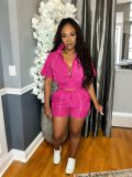 Women Color Block Striped Top and Wide-Leg Shorts Two-Piece Set