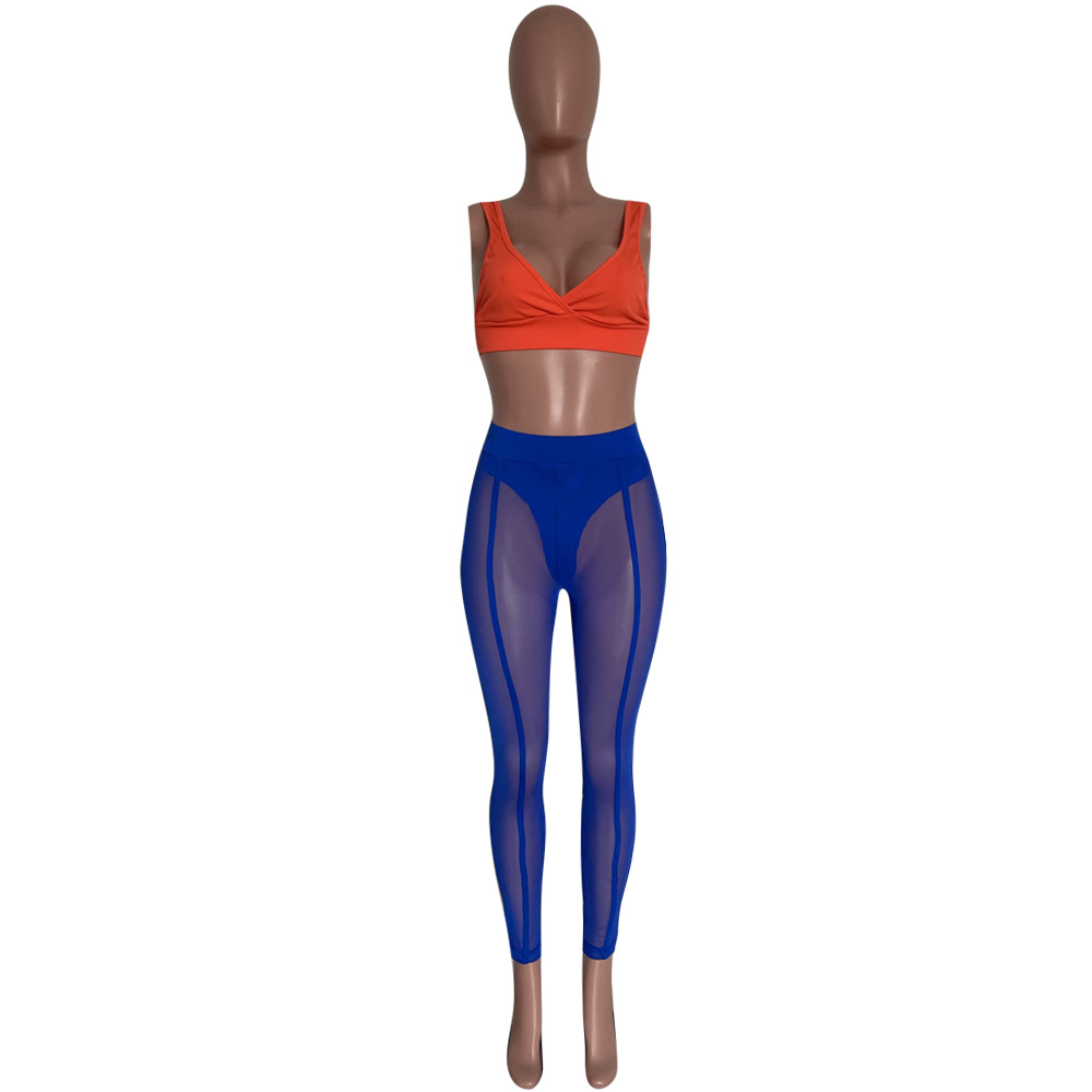 See-Through Mesh Pencil Pants for Club Wear Bottoms
