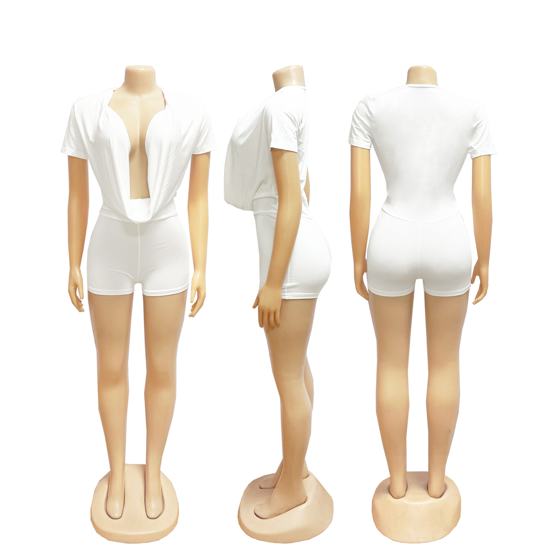 Solid V-Neck Jumpsuit for Spring & Summer Evenings