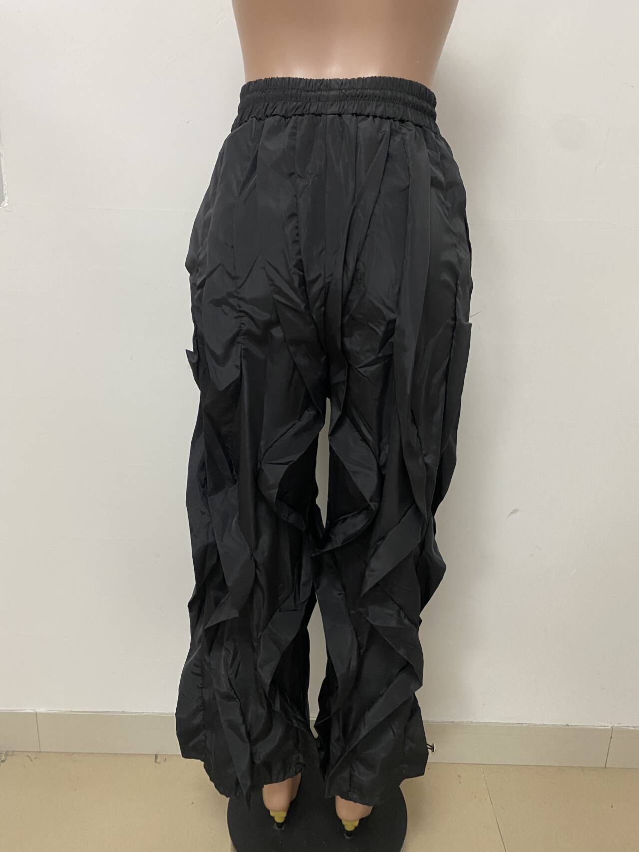 Camouflage Print Lace-Up Ruffle Patchwork Pants