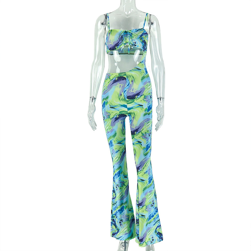 Printed Asymmetrical Strapless Bodycon Tie Jumpsuit