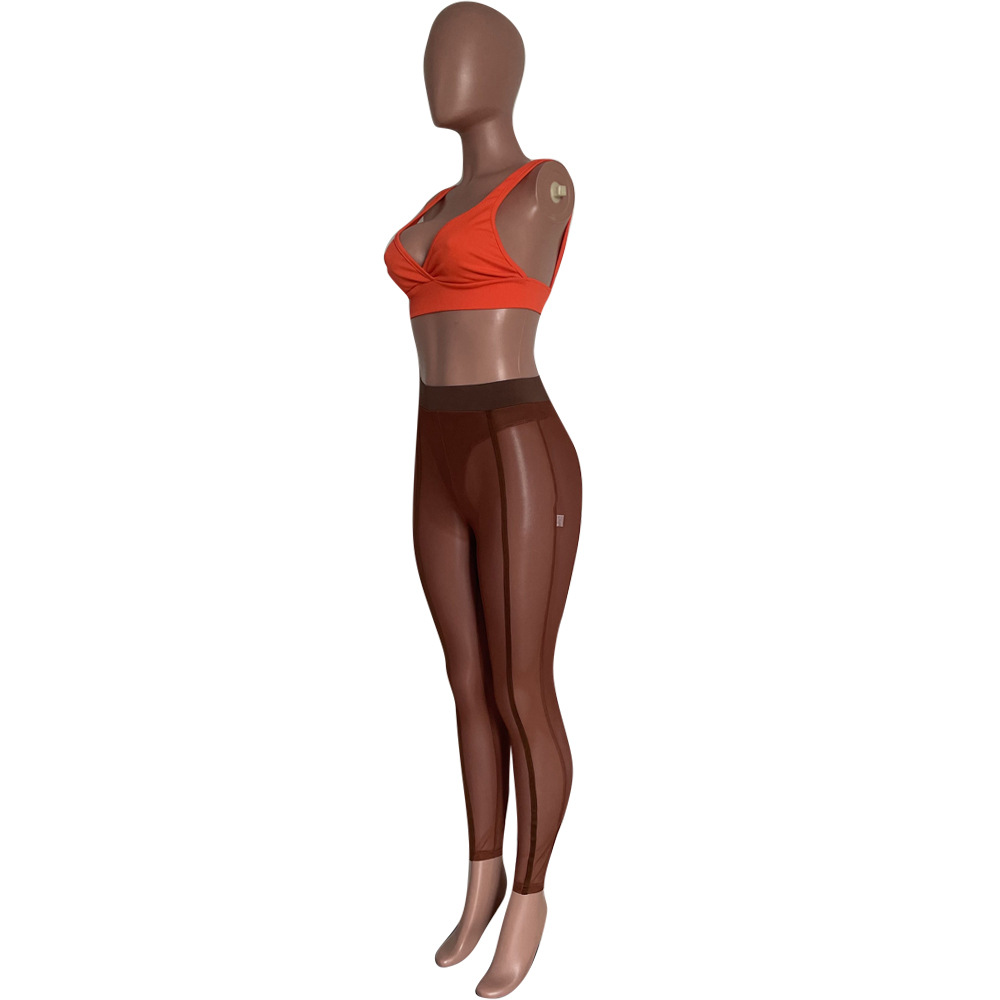 See-Through Mesh Pencil Pants for Club Wear Bottoms