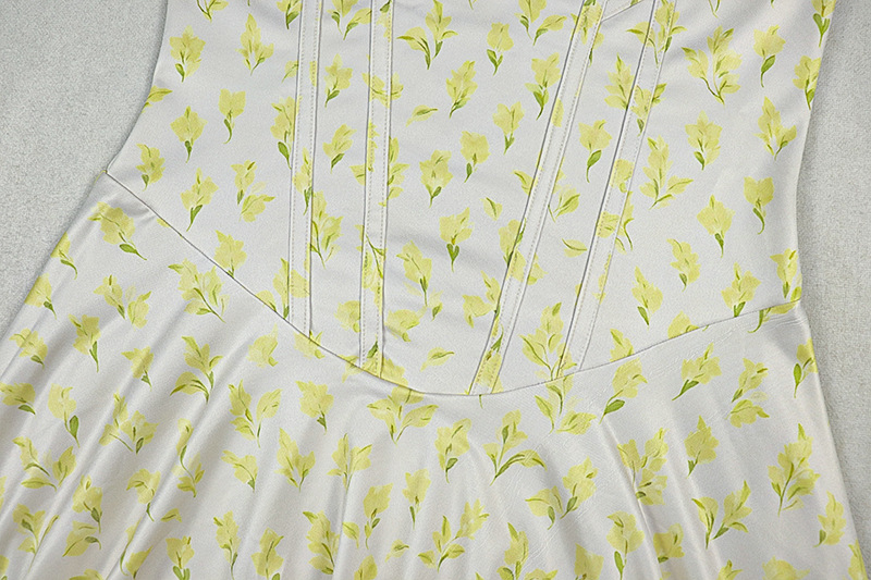 Printed Backless Sleeveless Strapless Summer Dress