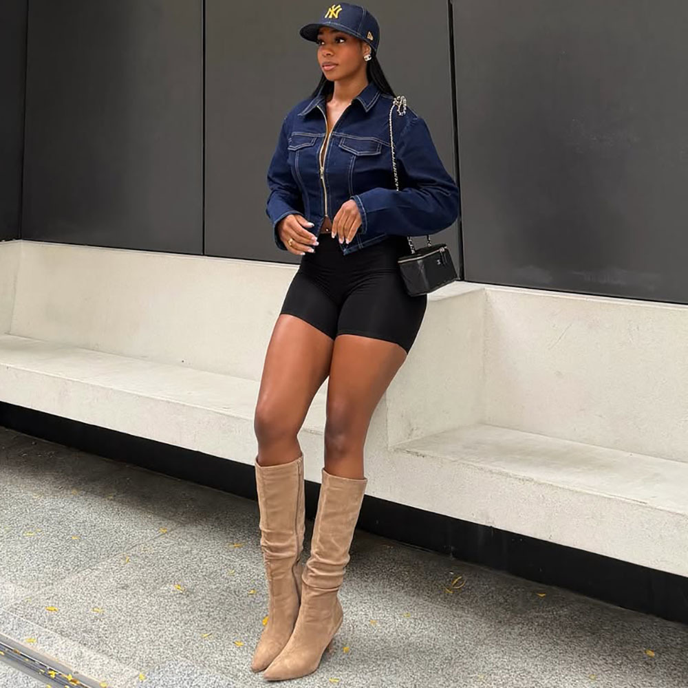 Turndown Collar Long-Sleeve Denim Jacket for Casual Layering
