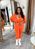 Women Casual Long-Sleeve Zipper Top and Pant Two-Piece Set