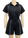 Women Color Block Striped Top and Wide-Leg Shorts Two-Piece Set