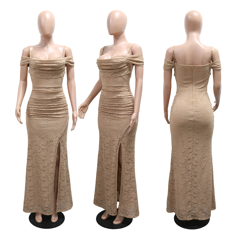 Spaghetti Strap Slit Maxi Dress for Evening Parties