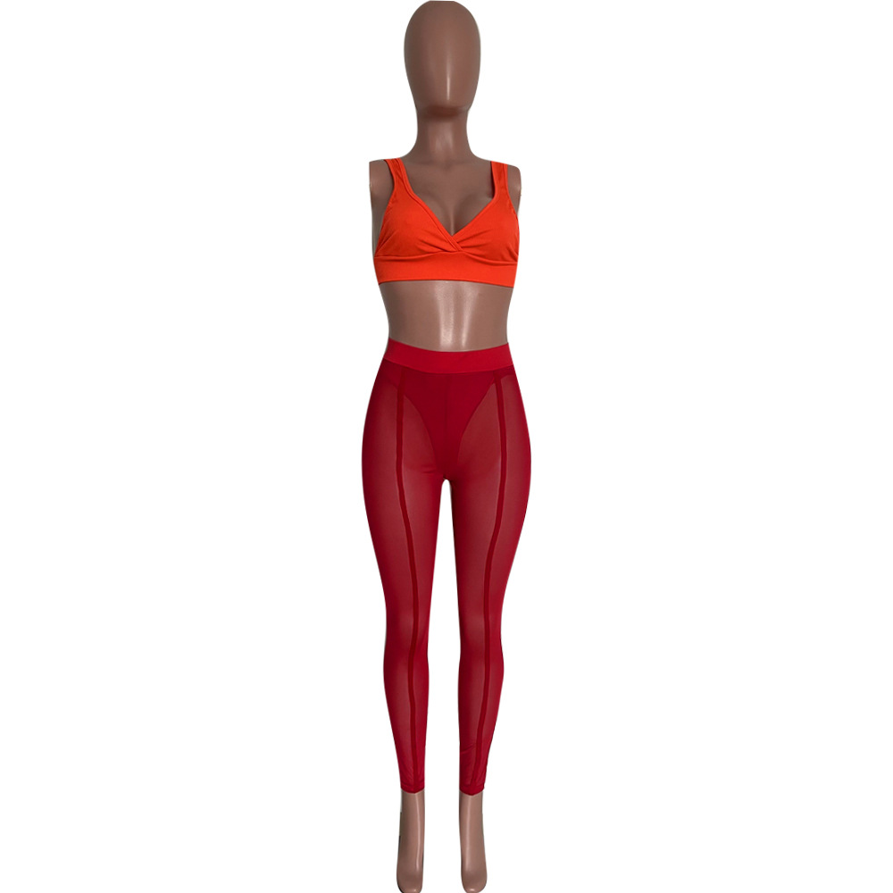 See-Through Mesh Pencil Pants for Club Wear Bottoms