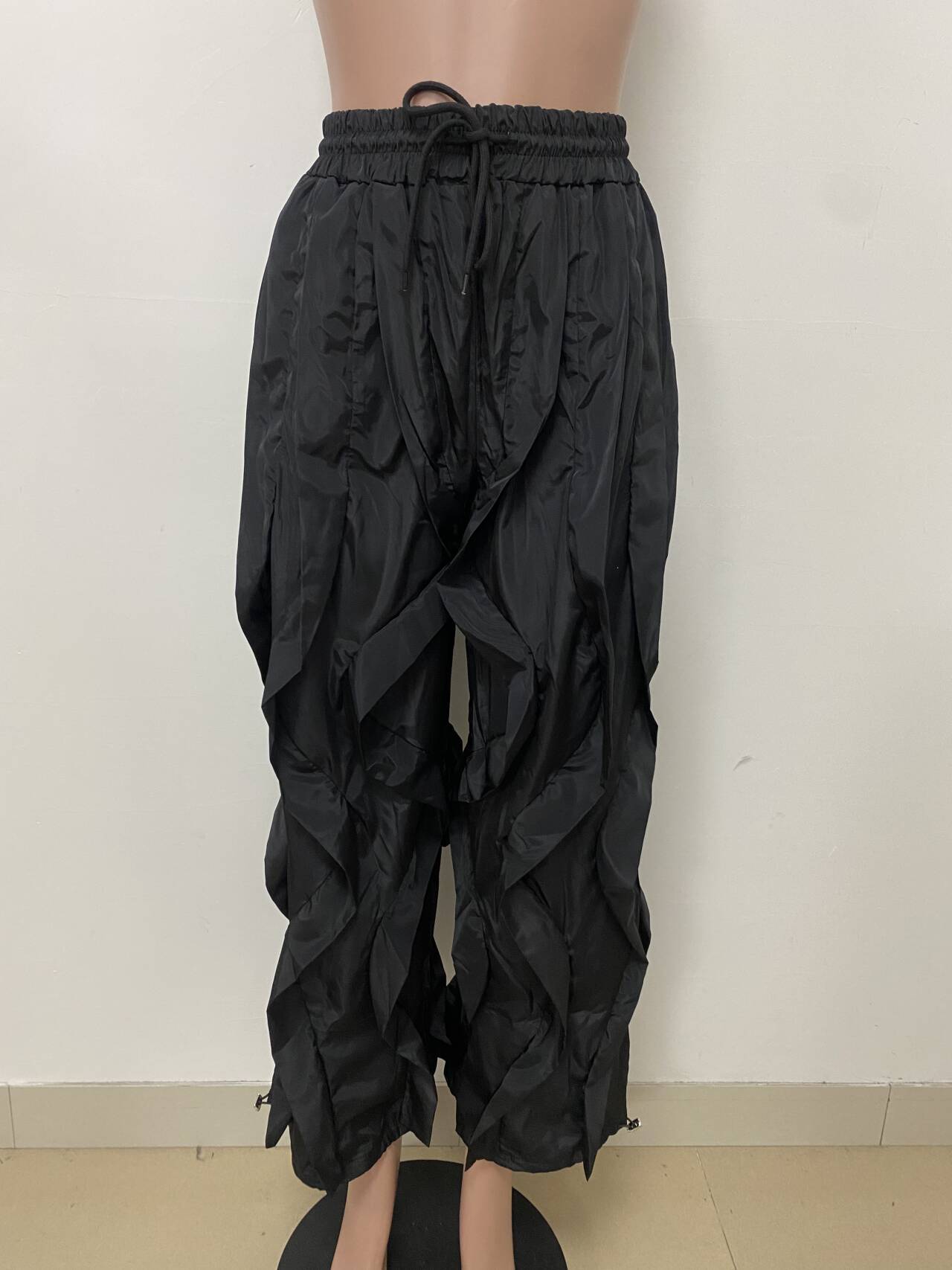Camouflage Print Lace-Up Ruffle Patchwork Pants