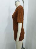 Women Sexy Asymmetrical Neckline Metallic Short-Sleeve T-Shirt