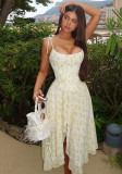Women Printed Backless Sleeveless Strapless Dress
