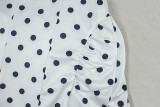 Women Polka Dot Print V-Neck Sleeveless Halter Neck Dress