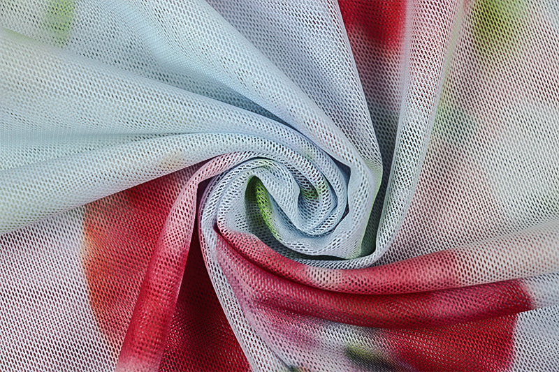 Swing Neck Printed Backless Ruffled Bodycon Dress