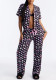 Women Casual Printed Short-Sleeved Top and Pants Pajama Two-Piece Set