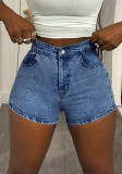 Women Summer High Waist Hollow Out Lace-Up Denim Shorts