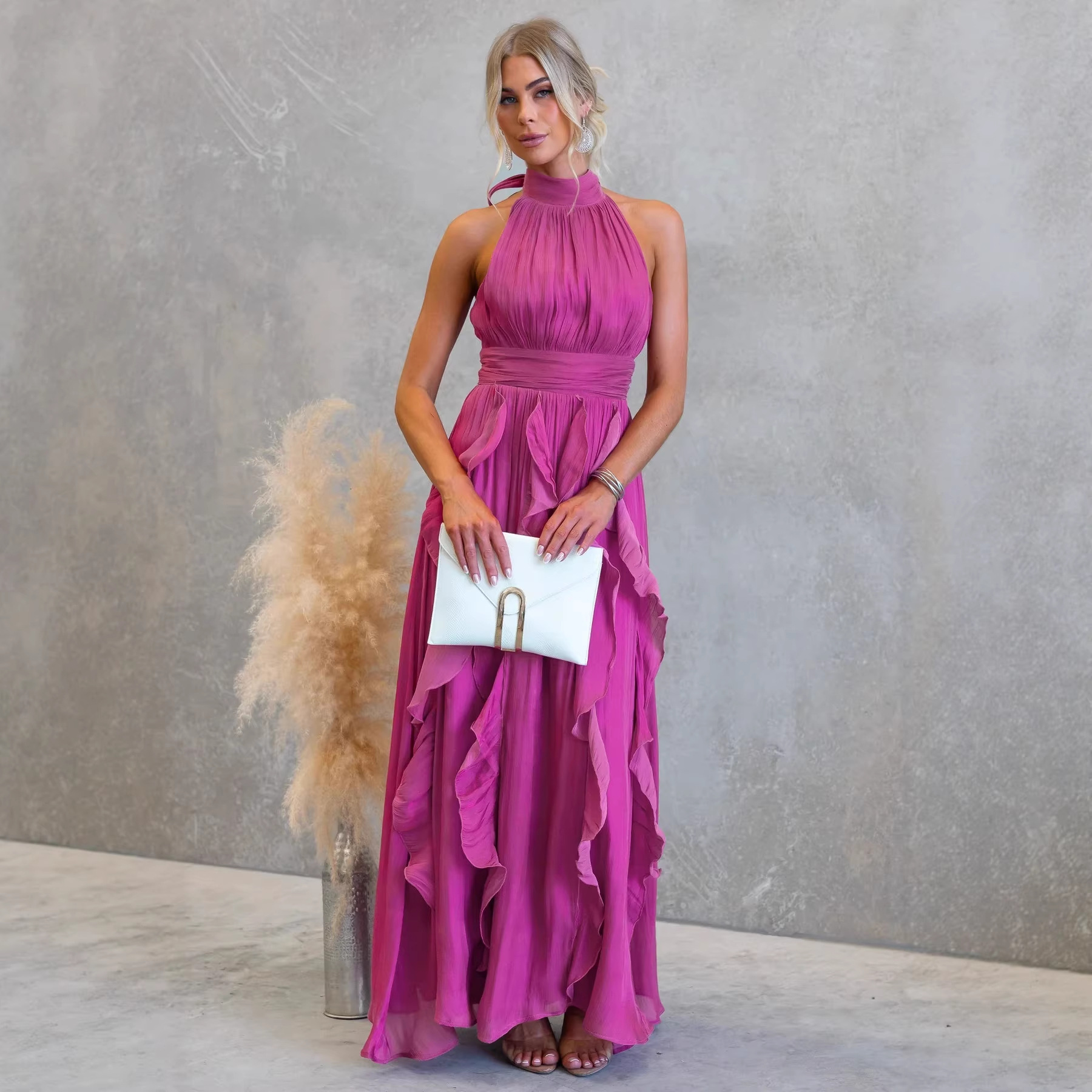 Ruffle Lace-Up Dress for Spring/Summer Casual Holidays