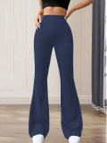 Women Spring Fashion Solid Color Slim Fit High Waist Bell Bottom Pants