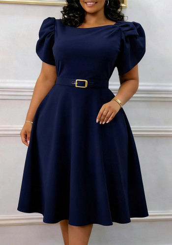 Women Chic Elegant Fashion Round Neck High Waist African Dress