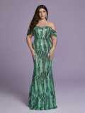Women Plus Size Green Off Shoulder Mermaid Formal Party Evening Dress