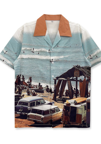 Men SummerDigital Print Short Sleeve Shirt