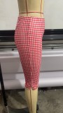 Women Summer Plaid Slim Fit Straight Casual Pants
