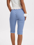 Women Summer Plaid Slim Fit Straight Casual Pants