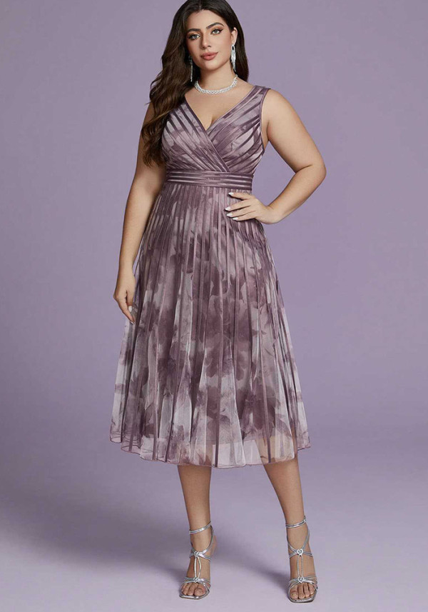 Women Plus Size Sexy Deep V Sleeveless Slim Fit Formal Party Dress