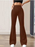 Women Spring Fashion Solid Color Slim Fit High Waist Bell Bottom Pants