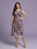 Women Plus Size Sexy Deep V Sleeveless Slim Fit Formal Party Dress