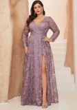 Women Plus Size Long Sleeve Split Slim Fit Formal Party Maxi Dress