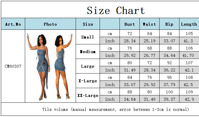 Strapless Irregular Zipper Lace-Up Multi-Pocket Denim Bodycon Dress