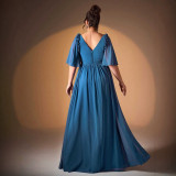 Women Plus Size  Plus Size Elegant Half Sleeve Slim Fit Formal Party Maxi Dress