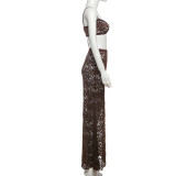 Copy Summer Women sexy hollow strap top and solid lace skirt two-piece suit