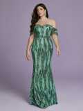 Women Plus Size Green Off Shoulder Mermaid Formal Party Evening Dress