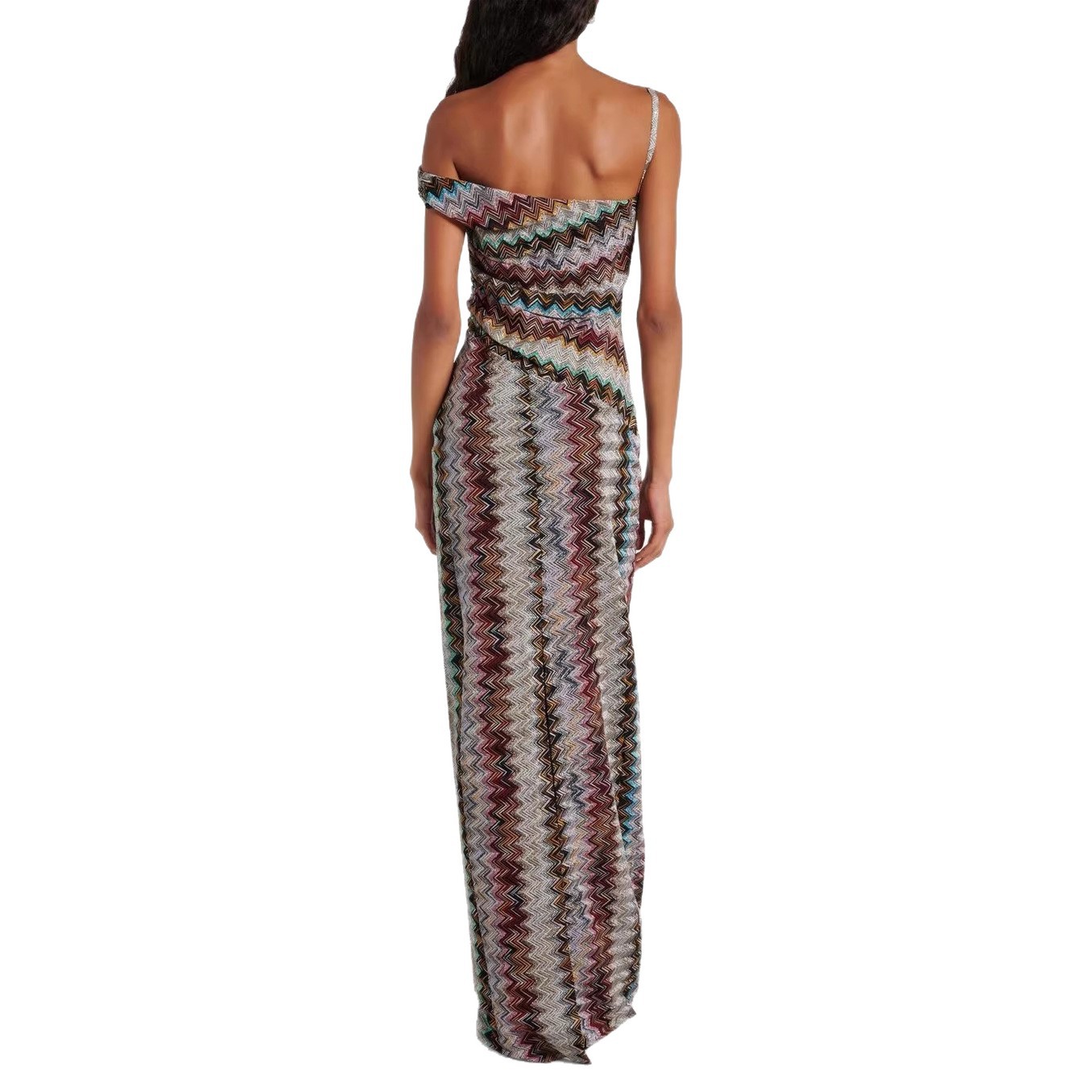 Slash Shoulder Knitted Print Dress for Spring/Summer Holidays