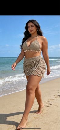 Crochet Hollow-Out Shell Bodycon Skirt for Beach Holidays